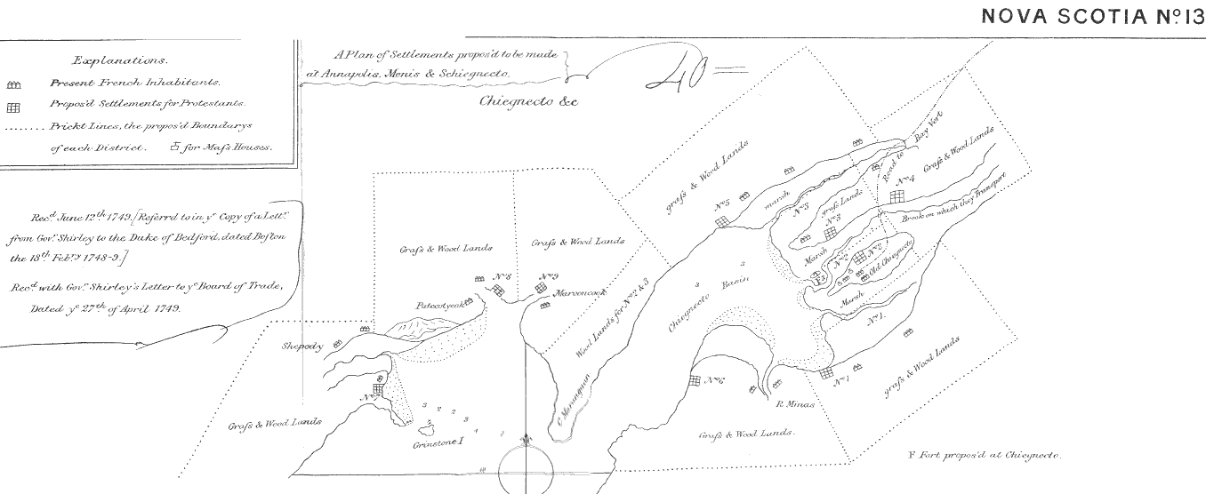 Plan of proposed settlements, 1749