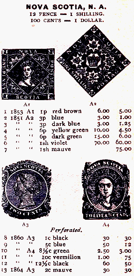 Nova Scotia stamps: Scott catalogue 1894
