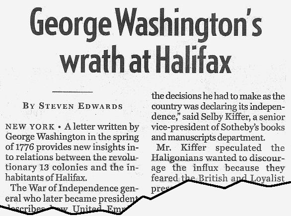 National Post, 14 January 2005, George Washington's wrath at Halifax