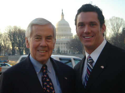 Senator Lugar with Ethan Braden from the Beta Theta Pi fraternity. 