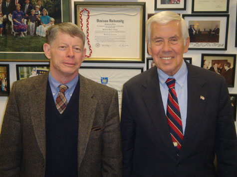 Senator Lugar with Dr. Emmett Buell from Denison University.