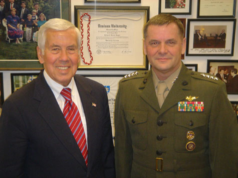 Senator Lugar with General James E Cartwright, Commander, US Strategic Command.