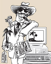 Cartoon of an Internet scam artist