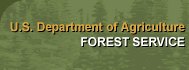 [design image slice] U.S. Department of Agriculture Forest Service on faded trees in medium light green background