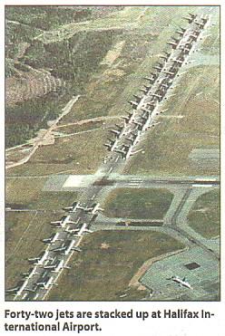 42 planes parked at Halifax International Airport, 11 September 2001