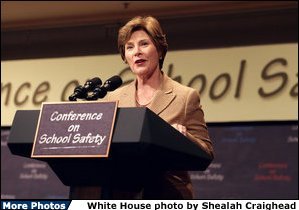 Mrs. Laura Bush speaks during a conference on school safety at the National 4-H Conference Center in Chevy Chase, Md., Tuesday, Oct. 10, 2006. White House photo by Shealah Craighead