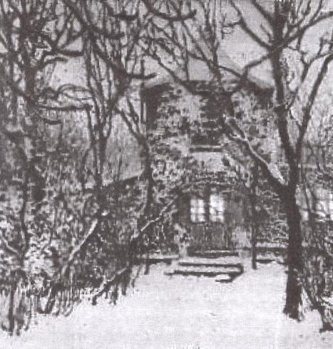 Winterbild des Gartenhauses