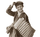 Italian boy with accordian, 1902. Cat ref: COPY 1/456