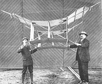 Cody with one of his war kites.