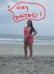 Fatties always feel the need to show their nasty asses on the beach. Ew.