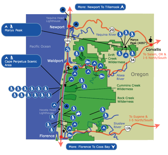 Map: A map showing the location of individual recreation sites.