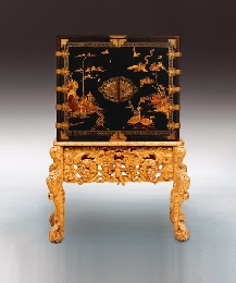 A fine Charles II japanned cabinet on stand, circa 1670