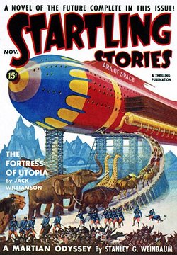 Magazine cover featuring Martian Odyssey by Stanley G. Weinbaum