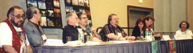 The panel at a Cordwainer Smith discussion in 2001