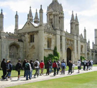Students on a tour of the University of Cambridge