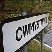 Road sign outside the Welsh town of  Cwmystwyth