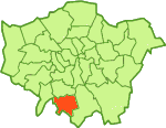 Map showing location of the London borough of Sutton