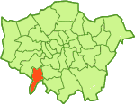 Map showing location of the London borough of Kingston upon Thames