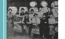 Black and white photo of brewing team