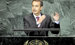 José Luis Rodríguez Zapatero, toma la palabra durante la la jornada inaugural de la asamblea de la ONU para los Objetivos del Milenio en la sede de Naciones Unidas en Nueva York