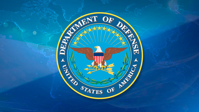 A graphic showing the Defense Department seal.