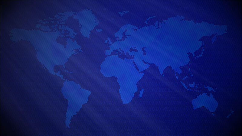 Blue graphic of the world to visually identify live events.